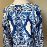 H&M Blue and White Long Sleeve V-Neck Sundress Photo 5