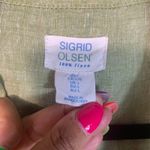 Sigrid Olsen Green Linen Button Up Shirt L Roll Tab Sleeve Coastal Classic Core Photo 2