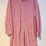 Gap  Collared Button Down Oversized Shirt Dress Pink Red Stripes Womens L Tall Photo 0