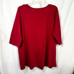 Roamans Plus Size 18W 20W Top Large Solid Red Cutout Neckline 3/4 Sleeve 174 Photo 1