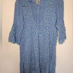 Johnny Was  blue floral eyelet button up dress or cardigan? Photo 0