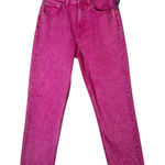 Gap  Cheeky Straight High Rise Jeans Pink Acid Wash Raw Hem Size 28 6 Regular Photo 0