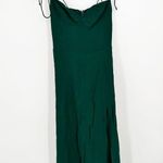 Reformation Juliette Emerald Green Midi Dress Tie Shoulder Slit Size 0 Photo 1