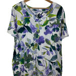 Westbound Floral Tee Large Multicolor V-Neck Soft Stretch Comfy Watercolor Artsy Photo 0