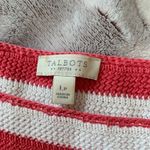 Talbots Cotton Striped Half Sleeve Crew Pullover Sweater Pink White - L Petite Photo 3