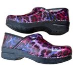 Dansko Womens Clogs Shoes Size 39 Purple Leopard Print Professional Nursing Photo 1