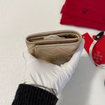 NWOT Authentic Carolina Herrera Gold Genuine Leather Quilted Wallet Silver Photo 5