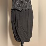 None EUC Vintage Silver and Black Floral Vest Sheath Dress size 7-8 Photo 2