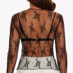 Black Lace Sheer Long Sleeve Boatneck Top Sz L NWT Size L Photo 12
