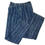Fubu Women's Vintage Y2K Wide Straight Leg Medium Wash Stiped Jeans Size 12 Blue Photo 2