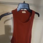 Free People  Round Neck Ribbed Sleeveless Bodysuit Rust Size S Photo 3