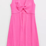 Aerie NWT Twist Front Cutout Ribbed Dress in Neon Pink - Size L Photo 0