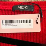 Micas Sweater Button Elegant Red V-Neck Long Sleeve NWT Peplum hem Size Small Photo 5