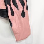 VTG Diamond Plate Womens Large Faux Leather Jacket Black Pink Flame Moto Biker D Photo 4