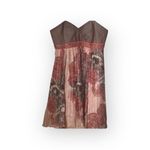 BCBGMAXAZRIA  ❤︎︎ Silk Chiffon Bead Strapless Cocktail Mini Dress ❤︎︎ Pink Floral Photo 4