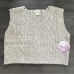 Kaisely Kaisley v neck cropped cable knit sweater vest beige size M NWT Photo 1