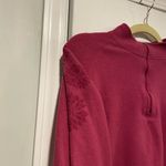 L.L. Bean Size XL Pink Mock Neck Floral Print Quarter Zip Fleece Top Zip Pocket Photo 3