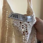ZARA  Boho‎ Women's Ivory V-Neck Crochet Knit Sweater Tank Top Ties Size Small Photo 5