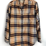 st. john's bay St John’s Bay Brown Flannel Button Down Dress Shirt Photo 0