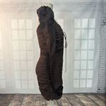 ZARA  Brown Long Sleeve Puff Sleeve ruched Body con Dress Size S Photo 9