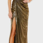 Mac Duggal IEENA for Gold Metallic One-Shoulder Gown style 26728 size 8 Photo 0