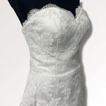 Strapless Mini Wedding Homecoming Prom Formal Dress Floral Lace No Label XS White Photo 4