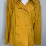 Relativity  Mustard Gold PeaCoat Sz Large Double Breasted Wool Blend Photo 0