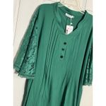 NWT Hocosit Green Blouse, Lace Short Sleeves, Buttons, V Photo 1