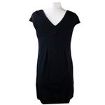 Vince  Bubble Black Dress Wool Beaded Round Neck Short Sleeves V-Back Small EUC Photo 3