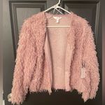 LC Lauren Conrad NWT Lauren Conrad pink faux feather jacket size M Photo 0