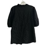 PRETTYGARDEN  Women's Black Embroidered Blouse L Long Puff Sleeve Photo 9