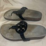 Tory Burch  Miller Cloud Sandals Perfect Black Patent Leather/ Suede Cork Photo 9