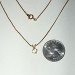 Elegant Vintage Gold Tone Dainty Necklace with CZ Pendant Photo 2