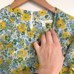 Veronica Beard  Ruched Floral Silk Chiffon Mini Long Sleeve Dress 6 Yellow Blue Photo 5