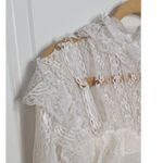 Vintage 70s Victorian Wedding Dress Bridgerton Lace High Neck Illusion Neckline White Size 8 Photo 11