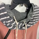 Doublju Dusty Rose Pullover, Gray & White Striped Hood & Sleeves Pockets Sz XL Pink Photo 6