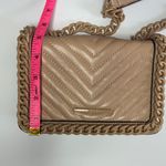ALDO Crossbody Bag Beige Mini Greenwald Purse | Quilted Chevron With Chain Strap Photo 9