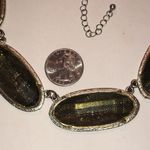 Elegant Silver Tone Shimmer Stone Boho Statement Necklace Photo 5