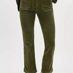Free People NWOT High Time Velvet Kick Flare Pants Olive Army Green Photo 0