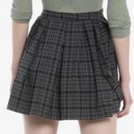 Hot Topic Plaid Mini Skirt Black Grey Pleated Suspenders Sz Small Academia Y2K Photo 1