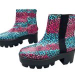 Bumper Chunky Y2K Cheetah Platform Heel Purple Blue Boots Photo 5