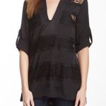 BCBGMAXAZRIA BCBGMAXAZARIA women’s size small black v-neck ERID blouse sheer crochet lace nwt Photo 0