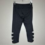 Onzie  Charcoal Gray Side Ladder Cut Outs Cropped Leggings Photo 7