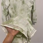 Aerie White and Green Tie Dye Button Front Linen Blend Romper Small Photo 3