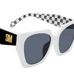 Steve Madden Grae Unisex White and Black Checkered Wayfarer Sunglasses Photo 0