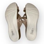 Earth Origins Sandals Womens Size 9.5 Tan Braided Leather Toe-Loop Cork Sole Photo 2