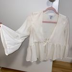 Tobi tie front blouse with flared sleeves Photo 3