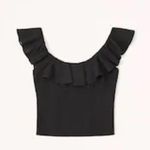 Abercrombie & Fitch NWOT Abercrombie Ruffle Scoop Neck top in Black size medium. Chiffon fabric. Photo 1