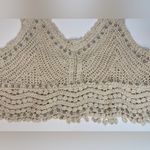 Rebellion Again Y2K Stud Details Chic Crochet Lace Crop Cream Top‎ Size S Photo 3