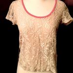 Urban Outfitters  Beige lace top with coral neckline Photo 0